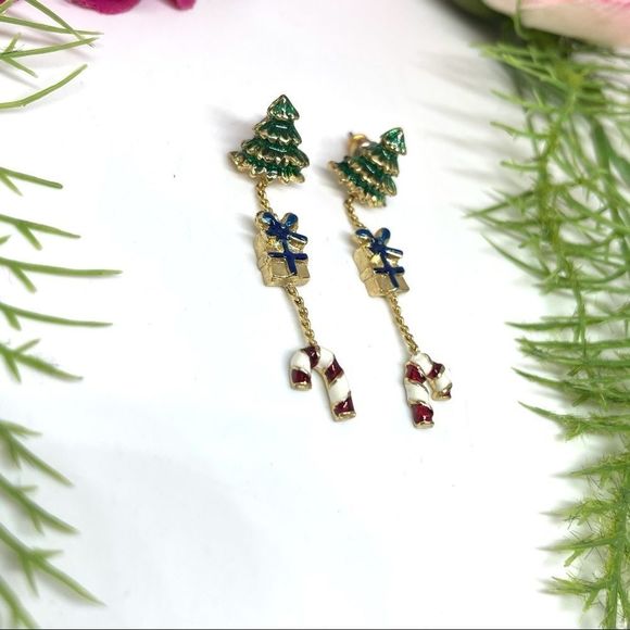 VINTAGE⚜️CHRISTMAS Festive Charm Dangly Earrings - Picture 3 of 6